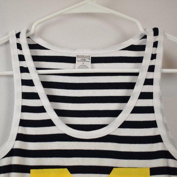 Sideline Apparel Large University of Michigan Black and White Striped Tank Top - Picture 2 of 8